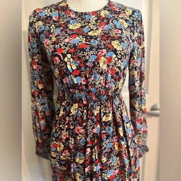 ZARA floral printed dress 👗 long sleeve size small - Picture 9 of 12